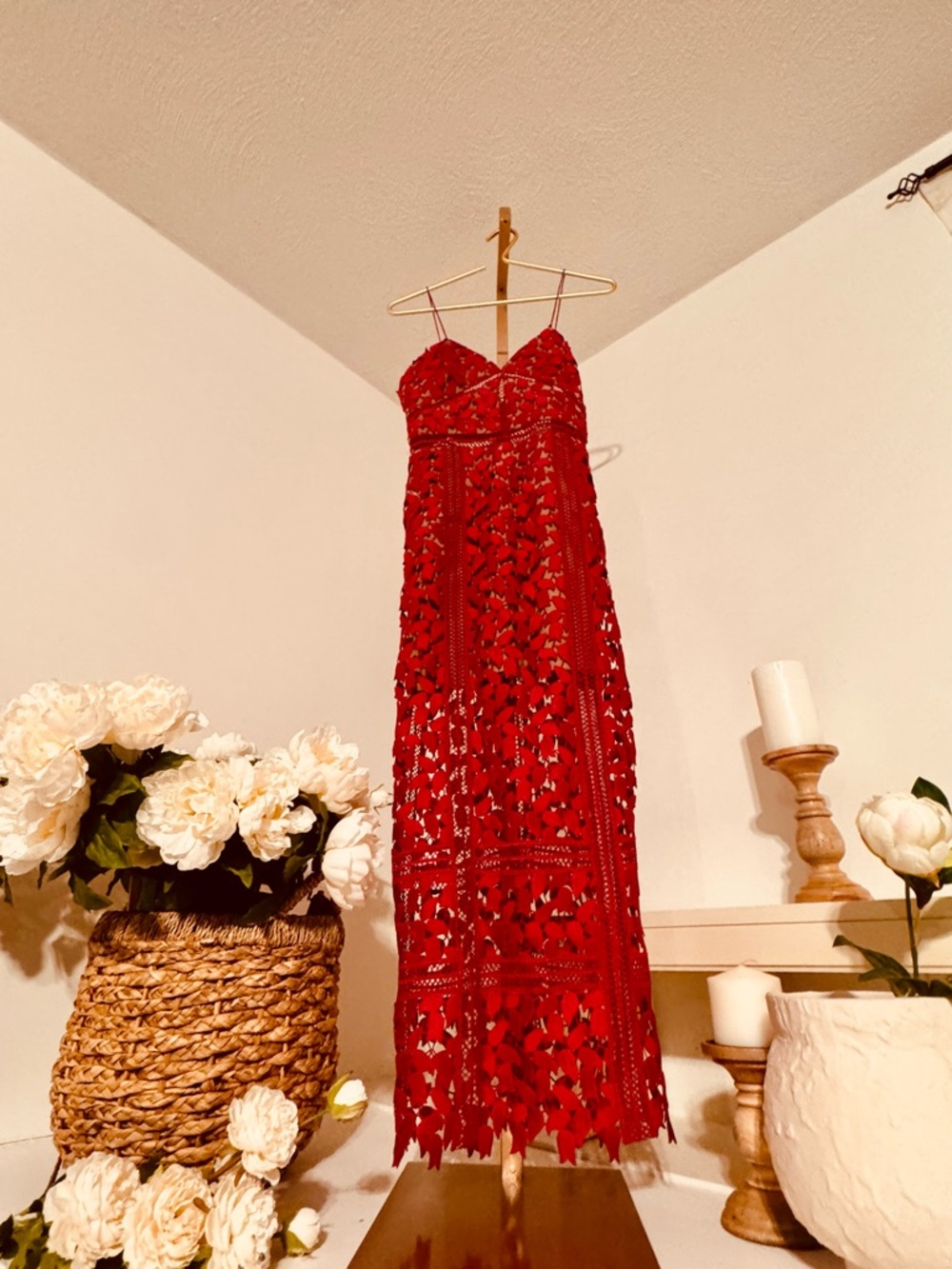 Self-Portrait Red Lace Slip Dress - Picture 2 of 15